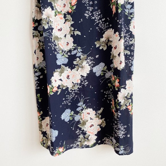 Love Fire, NWOT, Women's Floral Slip Dress, Adjustable Straps, Navy Blue, Size S - Picture 7 of 10